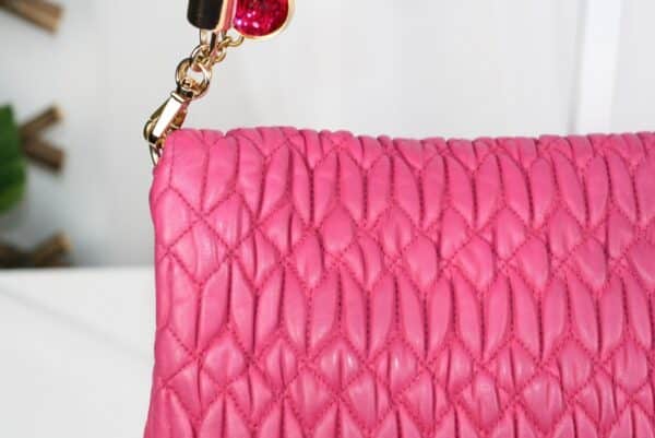 p1-55.jpg Miu Miu Miu Crystal Fuchsia Matelassé Nappa Leather Shoulder Bag 5BF068