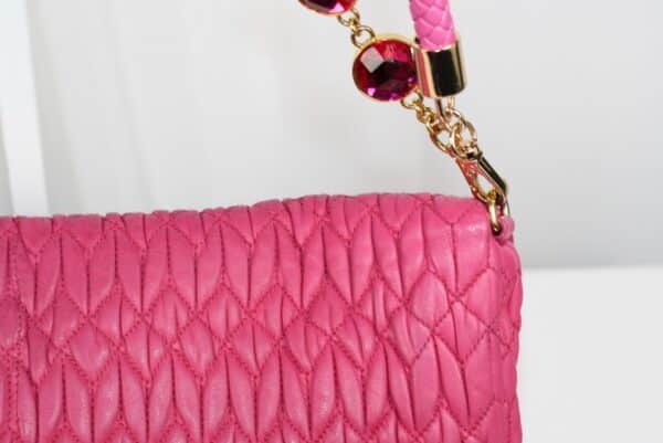 p1-56.jpg Miu Miu Miu Crystal Fuchsia Matelassé Nappa Leather Shoulder Bag 5BF068