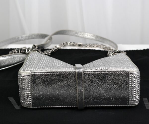 p1-7.jpg Givenchy Cut Out Mini Bag Silvery Grey Crystal Embellished Silk NWT