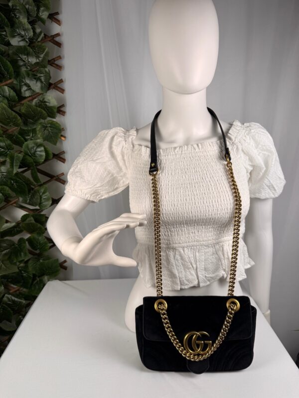 p1-73.jpg Gucci GG Marmont Small Black Velvet Matelassé Shoulder Bag