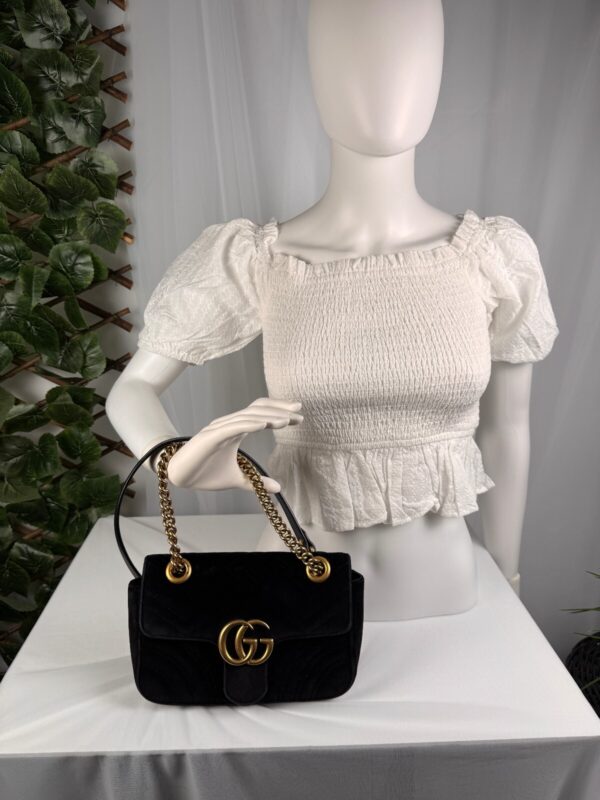 p1-75.jpg Gucci GG Marmont Small Black Velvet Matelassé Shoulder Bag