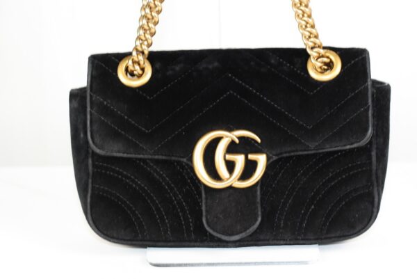 p1-76.jpg Gucci GG Marmont Small Black Velvet Matelassé Shoulder Bag
