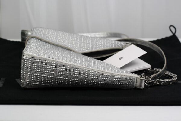 p1-8.jpg Givenchy Cut Out Mini Bag Silvery Grey Crystal Embellished Silk NWT
