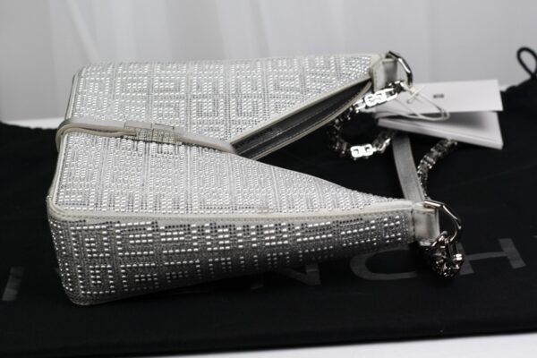 p1-9.jpg Givenchy Cut Out Mini Bag Silvery Grey Crystal Embellished Silk NWT