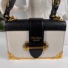 p1-99.jpg Prada Cahier White and Black Leather Crossbody Bag 1BD045
