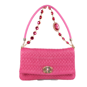 Miu Miu Miu Crystal Fuchsia Matelassé Nappa Leather Shoulder Bag 5BF068