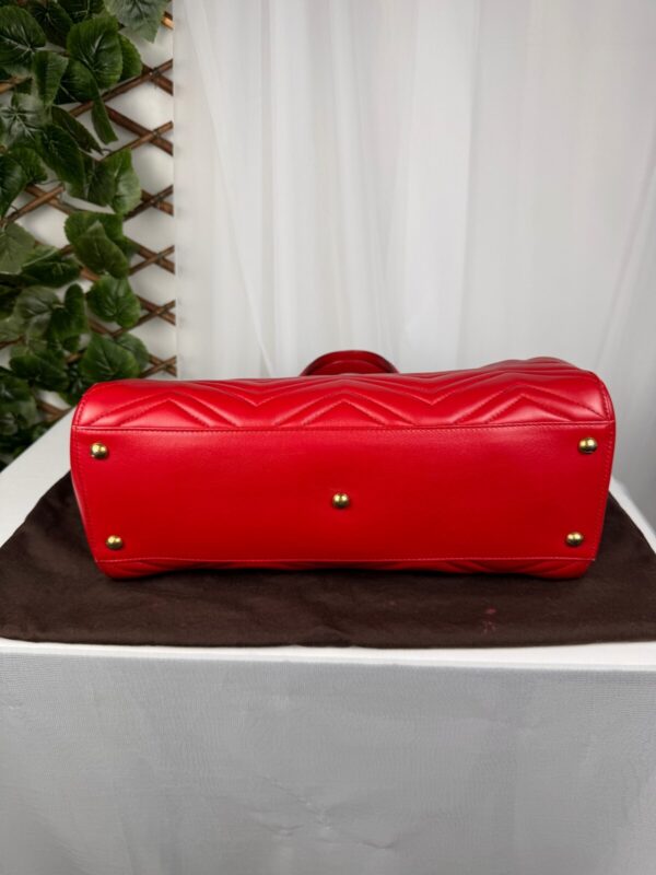 p1-103.jpg Gucci GG Marmont Medium Red Matelassé Leather Top Handle Tote