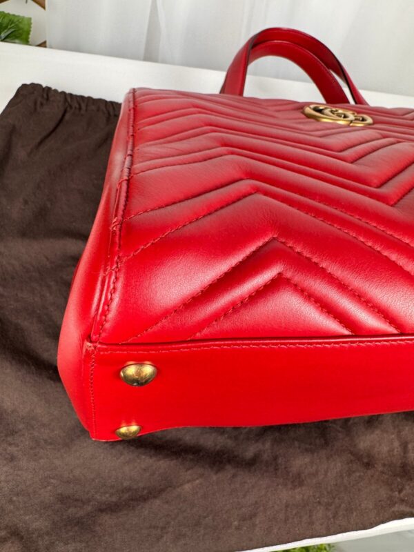 p1-105.jpg Gucci GG Marmont Medium Red Matelassé Leather Top Handle Tote