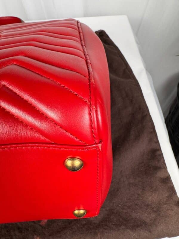p1-106.jpg Gucci GG Marmont Medium Red Matelassé Leather Top Handle Tote
