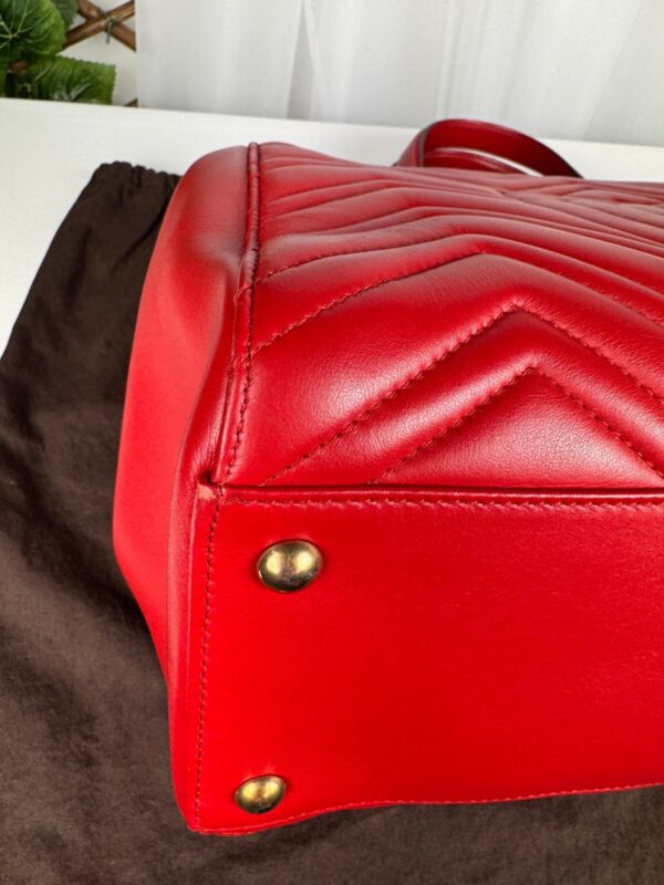 p1-107.jpg Gucci GG Marmont Medium Red Matelassé Leather Top Handle Tote