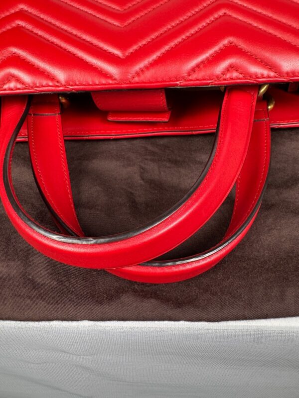 p1-108.jpg Gucci GG Marmont Medium Red Matelassé Leather Top Handle Tote