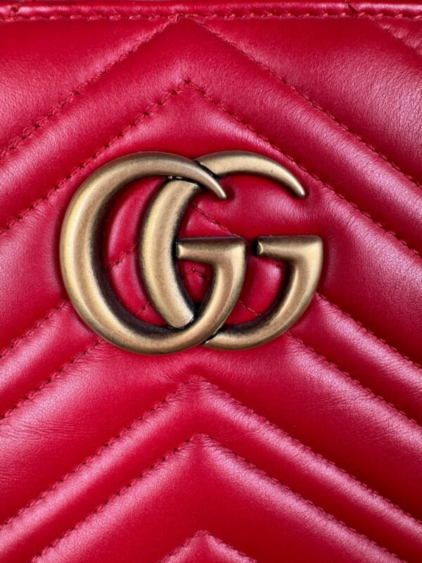 p1-109.jpg Gucci GG Marmont Medium Red Matelassé Leather Top Handle Tote
