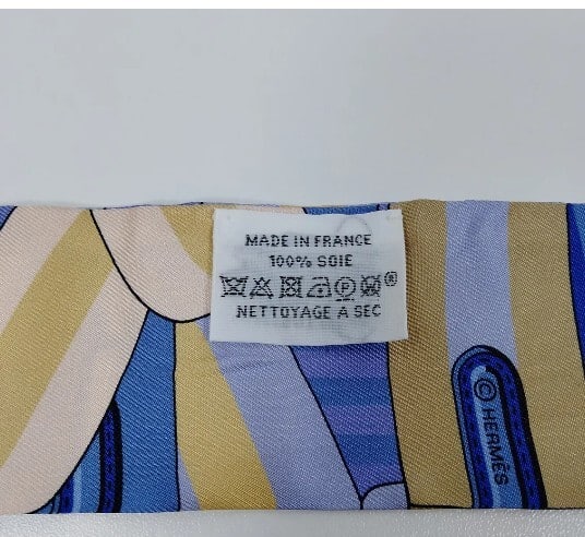 Hermès Twilly Silk Scarf Blue, Lavender & Yellow Equestrian Print