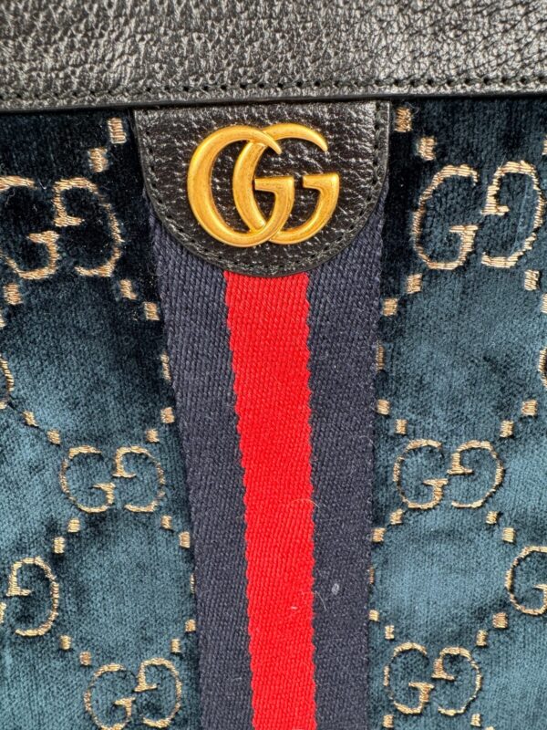 p1-191.jpg Gucci Ophidia GG Velvet Wristlet Clutch Navy Blue with Red Web Stripe
