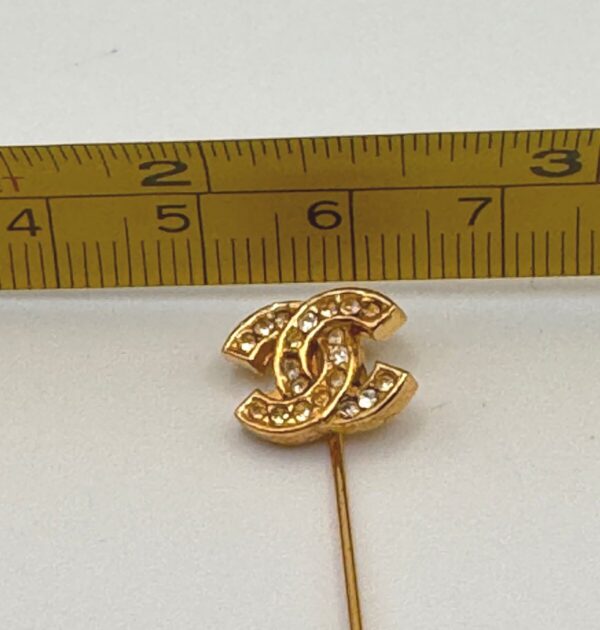 p1-205.jpg Chanel Vintage Strass Gold-Tone CC Crystal Stick Pin Brooch