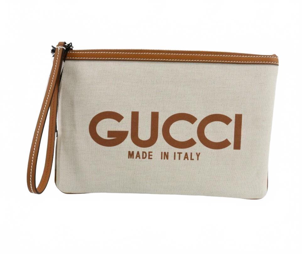 Gucci Made in Italy Canvas Clutch Wristlet Pouch NWT GG interior