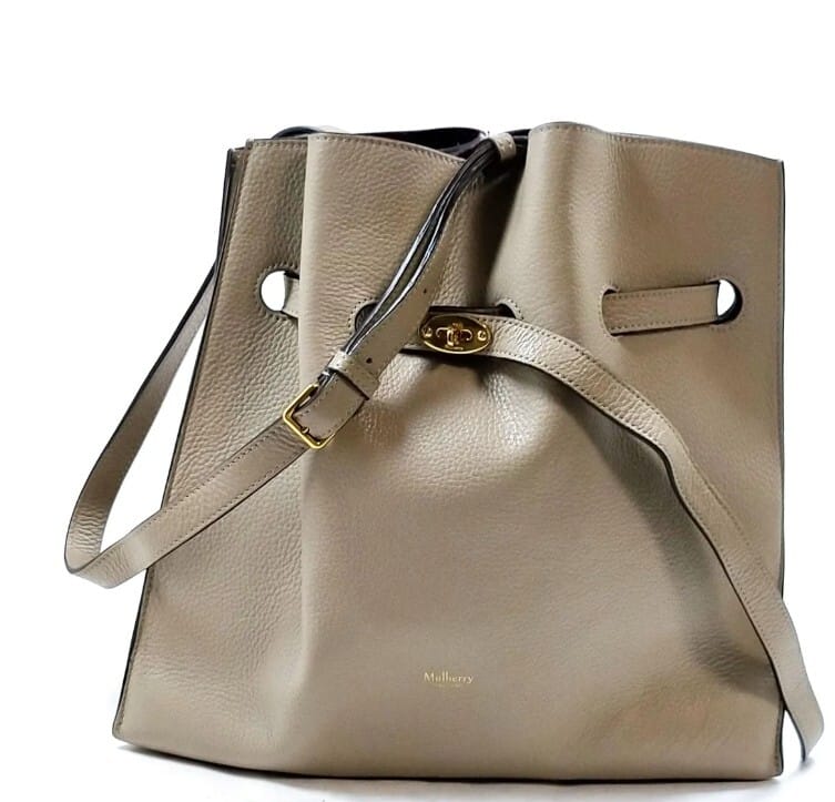 Mulberry Tynedale Bucket Bag Beige Grained Leather Gold Hardware