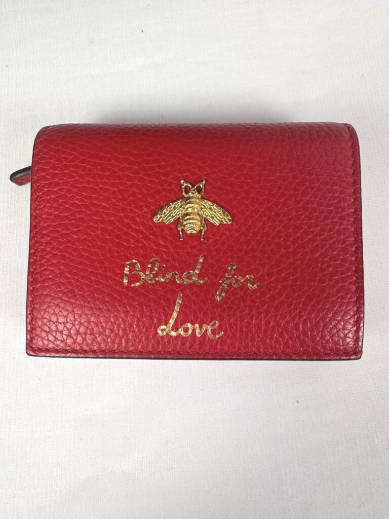 Gucci Animalier “Blind for Love” Bee Red Leather Compact Wallet