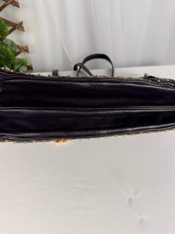 p1-83.jpg Miu Miu Nappa Quilted Studded Tote Deep Eggplant Purple Gold Hardware