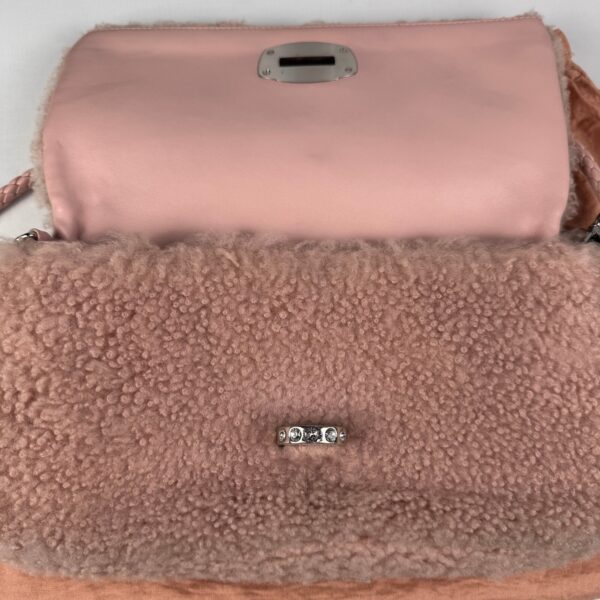 p1-91.jpg Miu Miu Pink Shearling Crystal Chain Shoulder Bag