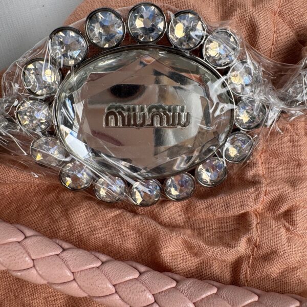 p1-97.jpg Miu Miu Pink Shearling Crystal Chain Shoulder Bag